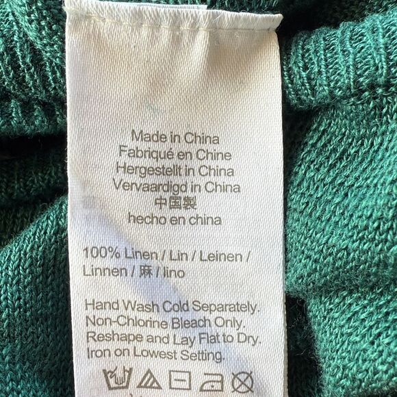 J. Crew Green 100% Linen Slouchy Crew Neck Tunic Sweater - Picture 16 of 16